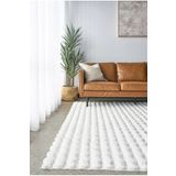 Aries Home Tavşan Tüyü Yumuşak Keçeleşmez Dekoratif Bubble İthal Kalite Post Halı Beyaz 80 x 100