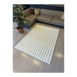 Aries Home Tavşan Tüyü Yumuşak Keçeleşmez Dekoratif Bubble İthal Kalite Post Halı Krem 80 x 250