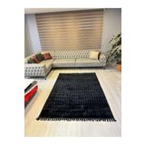 Aries Home Tavşan Tüyü Yumuşak Keçeleşmez Kaymaz Dekoratif Bella İthal Kalite Post Halı Siyah 80 x 100