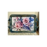 Ariestasarım GÜMÜŞ ÖZEL TASARIM TEPSİ(SUNUM TEPSİSİ) Mavi 49 x 28