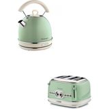 Ariete 2 Yıl Vintage Kettle ve Iki Hazneli Ekmek Kızartma Makinesi Yeşil 50 Hz Bej 220 - 240 V 2000 W ve A - Almond Cream