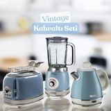 ARIETE Vintage 3'lü Kahvaltı Seti (SU ISITICI KETTLE SMOOTHİE CAM BLENDER EKMEK KIZARTMA MAKİNESİ)