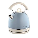 Ariete Vintage Dom Su Isıtıcı Mavi 2877/05 - Retro Kettle, 2000 Watt, 1,7 Litre, Kablosuz 360° Dönebilen Taban, Su Seviye Göstergesi, Çıkarılabilir Kireç Önleyici Filtre, Otomatik Kapanma