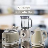 Ariete Vintage Kahvaltı Seti Su Isıtıcı Kettle + Smoothie Cam Blender + Ekmek Kızartma Makinesi Seti Bej