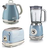 Ariete Vintage Kahvaltı Seti Su Isıtıcı Kettle + Smoothie Cam Blender + Ekmek Kızartma Makinesi Seti Mavi