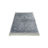 Arifan Hediyelik Hac Dünyası Lüks Kalın Yumuşak Peluş Seccade Kaymaz Taban Özellikli Çantalı - Gri 80x120