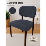 Arife Home Elma Sandalye Kılıfı Yıkanabilir Esnek Lastikli Mutfak Salon Restoran Lokanta Sandalye Örtüsü Alt Üst 2parça Takım - 53 x 40 cm - Antrasit