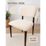 Arife Home Elma Sandalye Kılıfı Yıkanabilir Esnek Lastikli Mutfak Salon Restoran Lokanta Sandalye Örtüsü Alt Üst 2parça Takım - 53 x 40 cm - Naturel