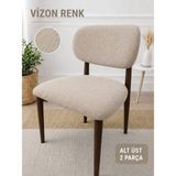 Arife Home Elma Sandalye Kılıfı Yıkanabilir Esnek Lastikli Mutfak Salon Restoran Lokanta Sandalye Örtüsü Alt Üst 2parça Takım - 53 x 40 cm - Vizon