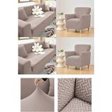 Arife Home Jakarlı 3311 Tuğla Desen Streç Lastikli Koltuk Örtüsü Takımı Esnek Kanepe Çekyat Kılıfı - 180 x 230 cm - Vizon