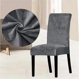 Arife Home Kaliteli Likralı Kadife Sandalye Örtüsü Yıkanabilir Esnek Sandalye Kılıfı Mutfak Sandalye Örtüsü Sandalye Koruma Tek adet - 35 x 50 cm - Antrasit