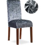 Arife Home Kaliteli Likralı Kadife Sandalye Örtüsü Yıkanabilir Esnek Sandalye Kılıfı Mutfak Sandalye Örtüsü Sandalye Koruma Tek adet - 35 x 50 cm - Koyu Gri