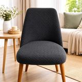 Arife Home Mutfak Sandalye Kılıfı-Tek Adet Kaliteki Tam Saran Yıkanabilir Oval Sandalye Örtüsü Chair Cover - 55 x 55 cm - Antrasit