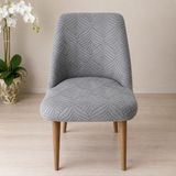 Arife Home Mutfak Sandalye Kılıfı-Tek Adet Kaliteki Tam Saran Yıkanabilir Oval Sandalye Örtüsü Chair Cover - 55 x 55 cm - Koyu Gri