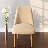 Arife Home Mutfak Sandalye Kılıfı-Tek Adet Kaliteki Tam Saran Yıkanabilir Oval Sandalye Örtüsü Chair Cover - 55 x 55 cm - Vizon
