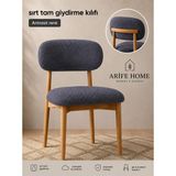 Arife Home Sandalye Kılıfı Arkası Tam Kaplama Yıkanabilir Esnek Lastikli Mutfak Sandalye Örtüsü Alt Üst 2parça Takım Chair Cover - 55 x 55 cm - Antrasit