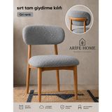 Arife Home Sandalye Kılıfı Arkası Tam Kaplama Yıkanabilir Esnek Lastikli Mutfak Sandalye Örtüsü Alt Üst 2parça Takım Chair Cover - 55 x 55 cm - Gri
