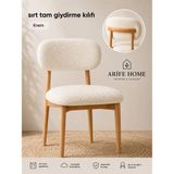 Arife Home Sandalye Kılıfı Arkası Tam Kaplama Yıkanabilir Esnek Lastikli Mutfak Sandalye Örtüsü Alt Üst 2parça Takım Chair Cover - 55 x 55 cm - Krem