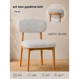 Arife Home Sandalye Kılıfı Arkası Tam Kaplama Yıkanabilir Esnek Lastikli Mutfak Sandalye Örtüsü Alt Üst 2parça Takım Chair Cover - 55 x 55 cm - Taş - Gri