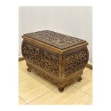Arıkmert El Sanatları Maraş El Oyma Ceviz Ahşap Çeyiz Sandığı 63x39x45 cm | Aliye Natural Bombeli Model