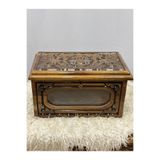 Arıkmert El Sanatları Maraş El Oyma Ceviz Camekan Kutu – 46x27x27 cm Tülbent - Yazma Sandığı Eskitme