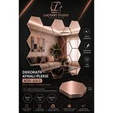 Arıkoğlu Reklam Ve Yapı Lucitart Aynalı Pleksi Petek Duvar Dekoru | Kendinden Yapışkanlı Dekoratif Altıgen Ayna | Tekli | 9 Renk | 10X11 - 15X17 - 20X23 cm - 20 x 23 - Rose Gold