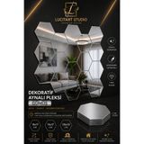 Arıkoğlu Reklam ve Yapı LucitART Aynalı Pleksi Petek Duvar Dekoru | Kendinden Yapışkanlı Dekoratif Altıgen Ayna | Tekli | 9 Renk | 10x11 - 15x17 - 20x23 cm