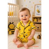 Arılı 2 Parça Bebek Pijama Takımı -%100 Pamuklu - 9 - 12 Ay - 00Sarı
