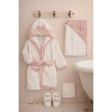 Arin Baby %100 PAMUK BEYAZ BEBEK BORNOZ SETİ /KIZ BEBEK BEYAZ BORNOZ SETİ / HEDİYELİK YENİDOĞAN BORNOZ TAKIMI