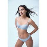 Arinda Dantel Balenli Kapsız Sütyen Tanga Bebe Mavisi İç Çamaşırı Takımı - 80B