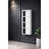 Arinna 4'lü Kilitli Beyaz ( Siyah Ahşap Desenli ) Metal Ayakkabılık