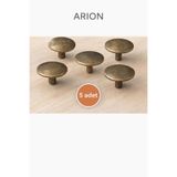 Arion 5 Adet Lüks Metal Eskitme Sarı Düğme Çekmece, Dolap, Mutfak, Vestiyer Kulbu