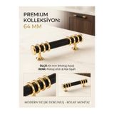 Arion IŞIK 64 MM ( 6.4 CM ) SİYAH-ALTIN 1 ADET Çekmece Vestiyer Mobilya Kulpu ÇOÇUK ODASI MUTFAK