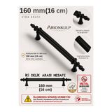 Arion Siyah Kulp 160 Mm Sert Polimer Kulp MOBİLYA MUTFAK BANYO (Vidalar dahildir)