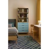 arionkids ARION-KTPLK-005 Mavi Çekmeceli Şifonyer Ve Kitaplık Seti | Mdf Gövde | Ağaç Ayaklı | Fonksiyonel Ve Şık Set
