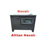 Arısoy Paris Mat Siyah Emaye Fırınlı Antrasit Kuzine Uyuyan Alttan Havalı Soba