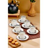 Aristona 6 Kişilik 180 ml Porselen Duble Çay ve Kahve Fincan Takımı CKR3809