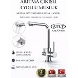 Arıtma Çıkışlı 3 Yollu Musluk Mutfak Eviye Bataryası Sıcak Soğuk 2 Yıl Garantili Paslanmaz Çelik - Krom