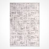 Ariya Gri Soyut Modern Geometrik Etnik Eskitme Desenli Boho Makinada Yıkanabilir Hafif Hav Toz Vermez Leke Tutmaz Kaymaz Taban Dijital Makine Baskı Halı Oturma Odası Salon Yolluk Koridor Mutfak Halısı