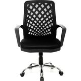 Arji Ofis Koltuğu Krom Ayaklı Ergonomik Tasarım Siyah Kumaş Tekerlekli Çalışma Sandalyesi