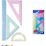 Ark Esnek ve Kırılmaz 4’lü Çizim Seti Soft Renk (30 cm Cetvel, Gönye, Iletki) - 1 Adet - Çok Renkli