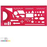 Ark Fonksiyonel Şablon Cetvel Geometrik Şekilli ve Iletkili 30 cm - 2 Adet - Çok Renkli