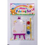 Ark Mini Sanat Atölyesi: Şövaleli Plastik Tuval ve Boya Seti 9x9 Cm Renkli Akrilik Boya ile Eğlenceli