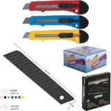 Ark Profesyonel Maket Bıçağı ve 18 mm Yedek Uç Karışık Renk 1 Adet Maket Bıçağı 10'lu Yedek Bıçak - Çok Renkli