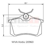 Arka Balata Fluence-Megane Iı-Iıı-P207-P308-P307-Partner-Berlıngo-C2-C3-C4-Crossland- Bora-Passat 97 Golf Iv-V-Polo 87X52.9x17