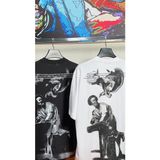 Arka Baskı Detaylı Beyaz Erkek T-Shirt - Siyah - XL