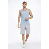 Arka Baskılı Erkek Fit Duruş Bebe Mavisi Fitilli Atlet Sıfır Yaka Slim Fit Spor Atlet