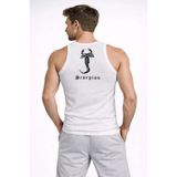 Arka Baskılı Erkek Fit Duruş Beyaz Fitilli Atlet Sıfır Yaka Slim Fit Spor Atlet