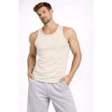 Arka Baskılı Erkek Fit Duruş Krem Fitilli Atlet Sıfır Yaka Slim Fit Spor Atlet