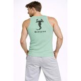 Arka Baskılı Erkek Fit Duruş Mint Yeşili Fitilli Atlet Sıfır Yaka Slim Fit Spor Atlet
